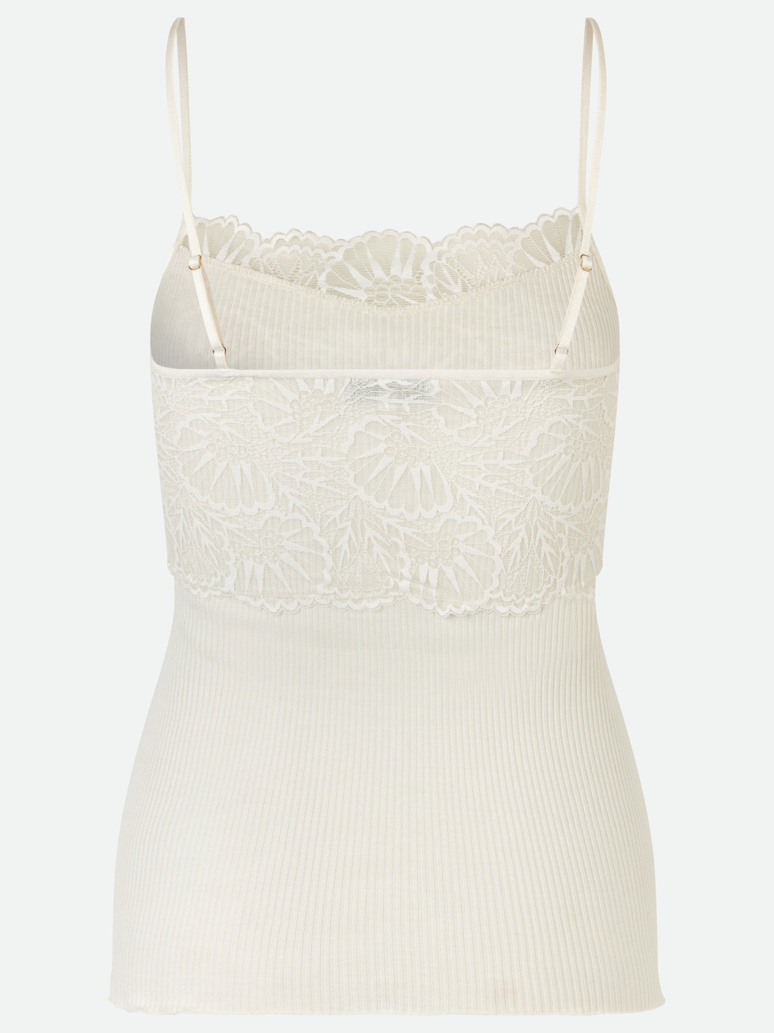 Silk strap top with lace