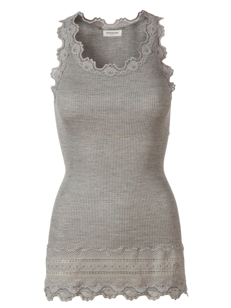 Long silk top with vintage lace